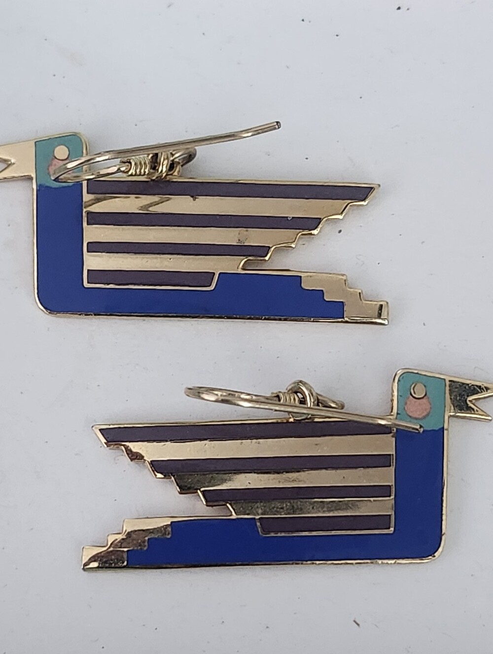 Laurel Burch "Paloma" Enamel Colorful Bird Dangle Earrings